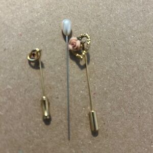 Gold and Pink Heart stick pins